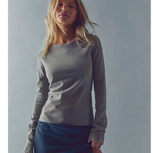 NWOT Free People Countdown Flocked Long-Sleeve in Spring Dust Woman’s Size Small